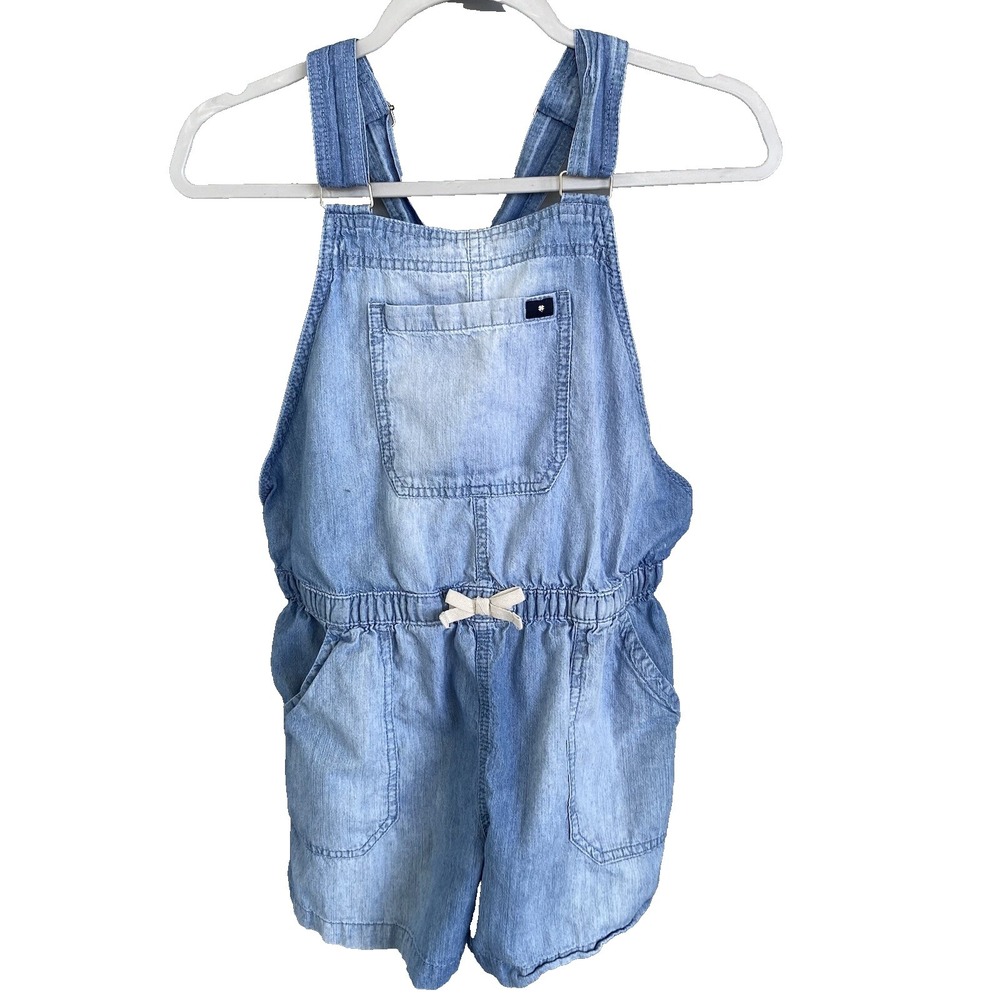 Lucky Brand Girls XL 16 Jumpsuit Denim Romper Shorts Blue Light Wash Casual